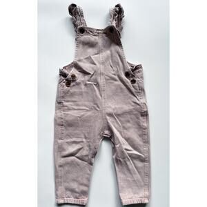 Toddler Girl's Zara Cotton Bib Overalls Size 12-18 Months